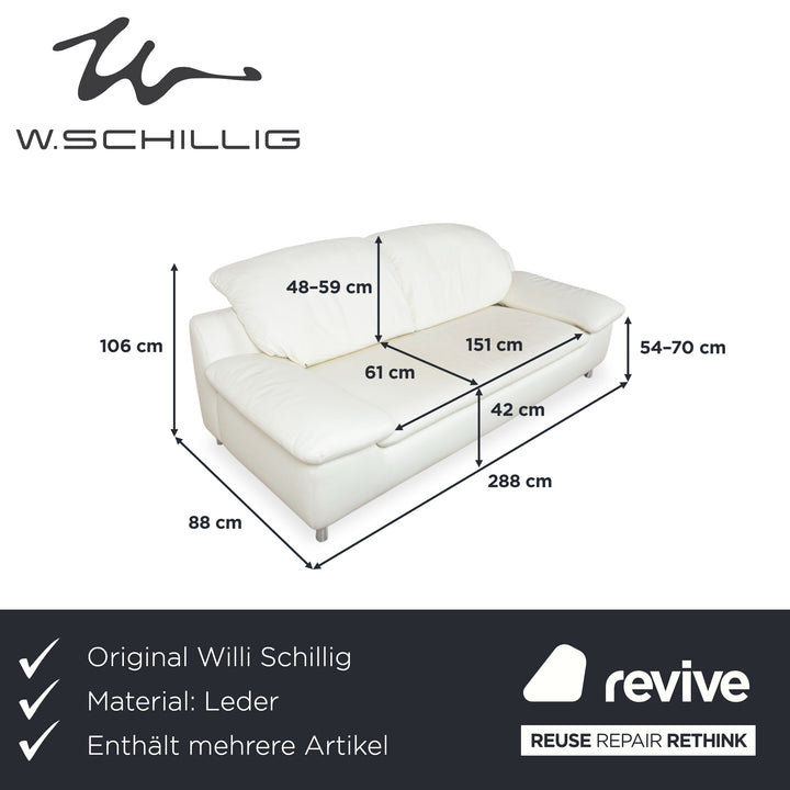 Willi Schillig Amore set lederen driezitsbank tweezitsbank crème bank bankstel handmatige functie opbergruimte