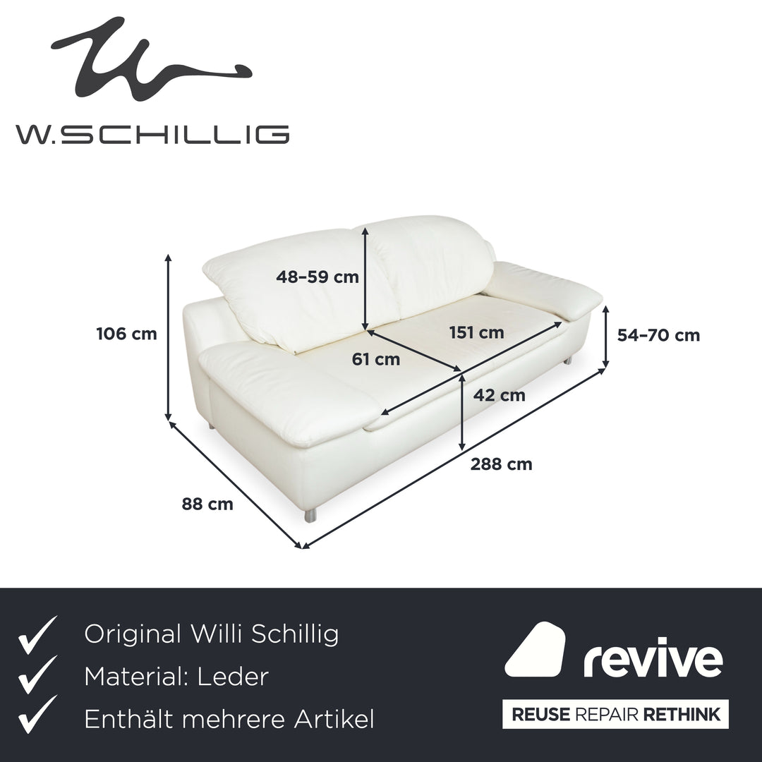 Willi Schillig Amore Ensemble Cuir Canapé Trois Places Deux Places Crème Canapé Fonction Manuelle Rangement