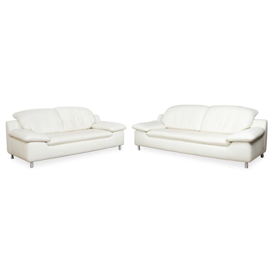 Willi Schillig Amore leather suite, three-seater and two-seater, cream, sofa, couch, manual function, storage space