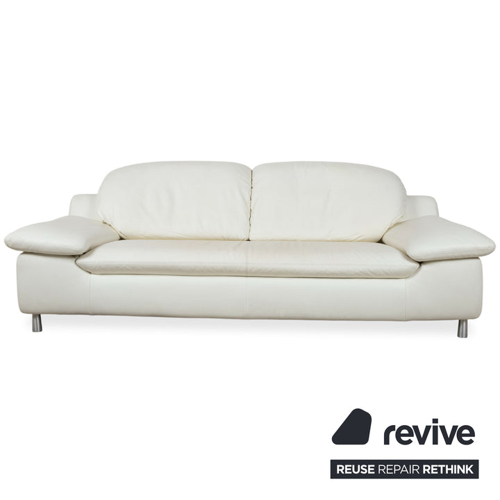 Willi Schillig Amore leather suite, three-seater and two-seater, cream, sofa, couch, manual function, storage space