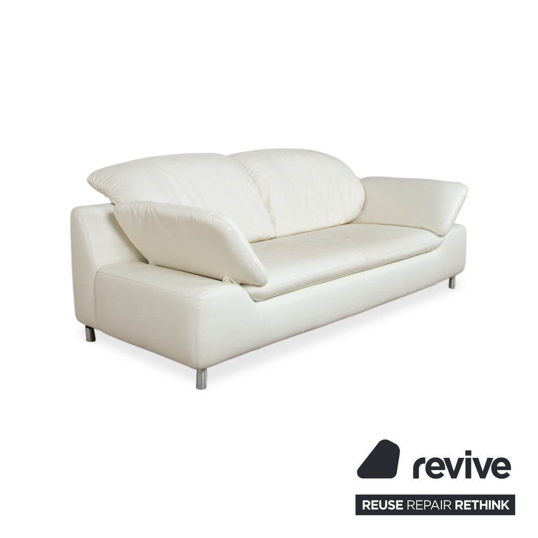 Willi Schillig Amore Garnitur Leder Dreisitzer Zweisitzer Creme Sofa Couch manuelle Funktion Stauraum