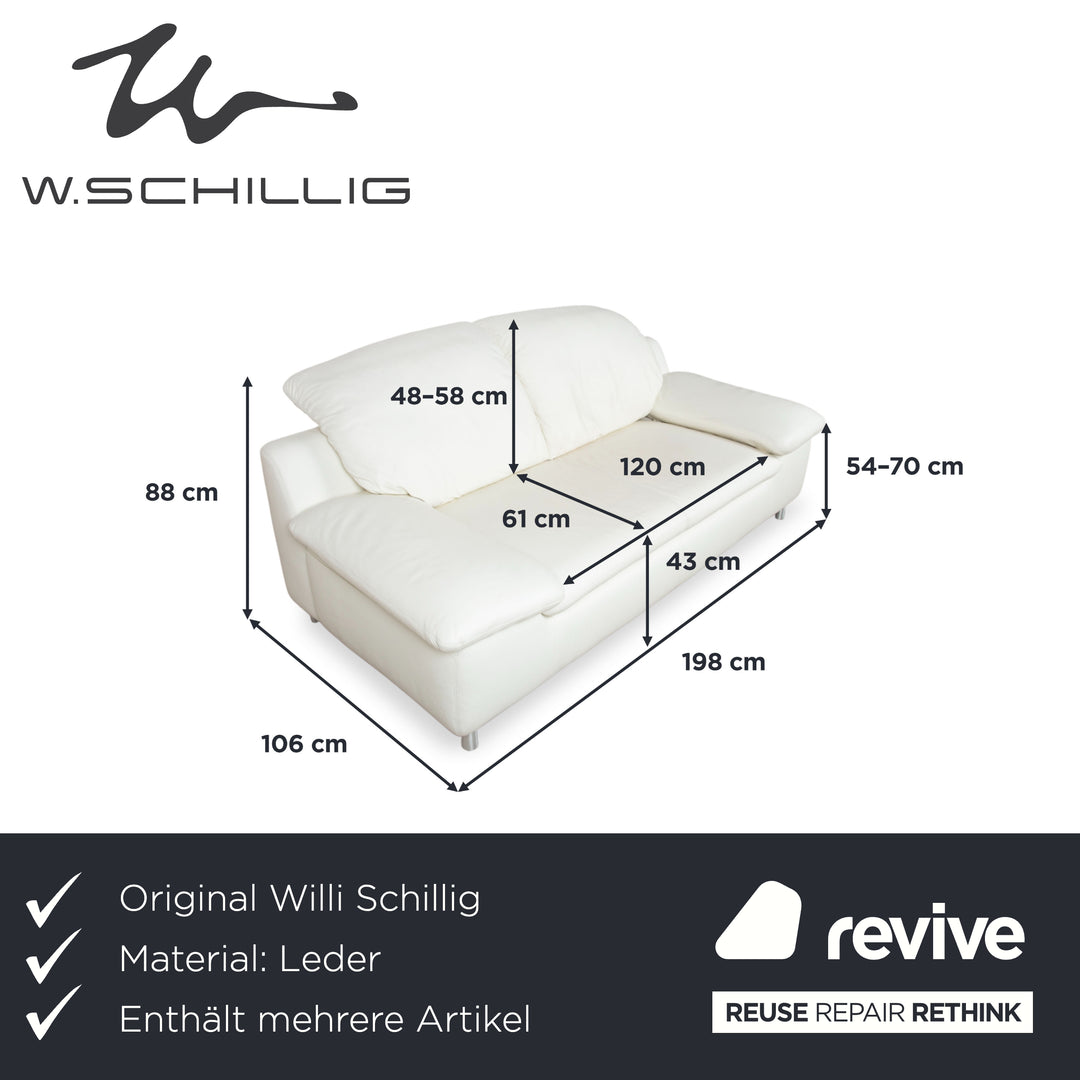 Willi Schillig Amore set lederen driezitsbank tweezitsbank hocker crème bankstel bank handmatige functie opbergruimte