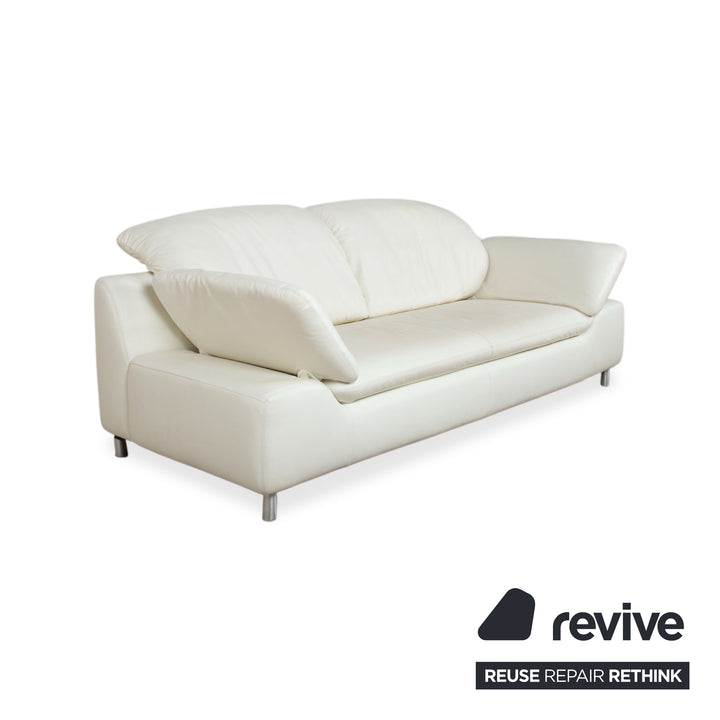 Willi Schillig Amore Leder Dreisitzer Creme Sofa Couch manuelle Funktion