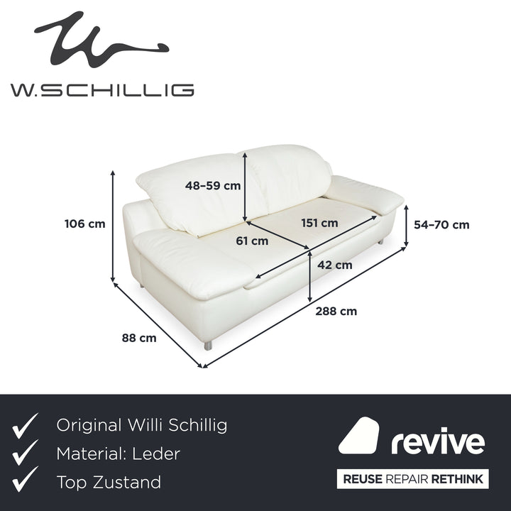 Willi Schillig Amore Leder Dreisitzer Creme Sofa Couch manuelle Funktion
