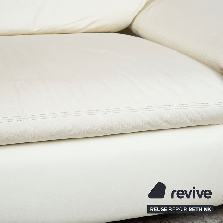 Willi Schillig Amore Leder Dreisitzer Creme Sofa Couch manuelle Funktion