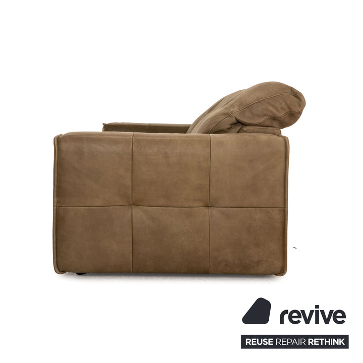 Willi Schillig Black Label Goya Leather Two Seater Khaki Olive Green Electric Function Sofa Couch