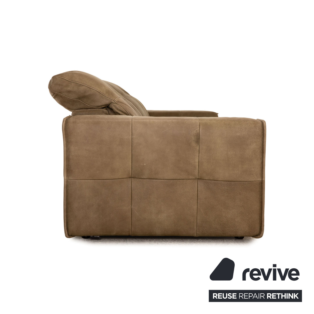 Willi Schillig Black Label Goya Leather Two Seater Khaki Olive Green Electric Function Sofa Couch