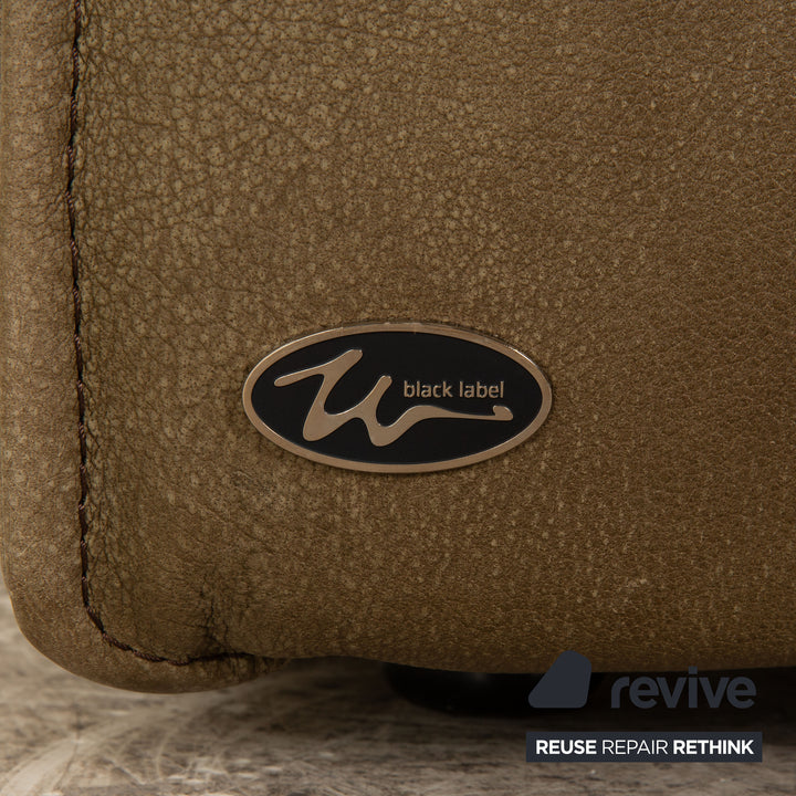 Willi Schillig Black Label Goya Leather Two Seater Khaki Olive Green Manual Function Sofa Couch