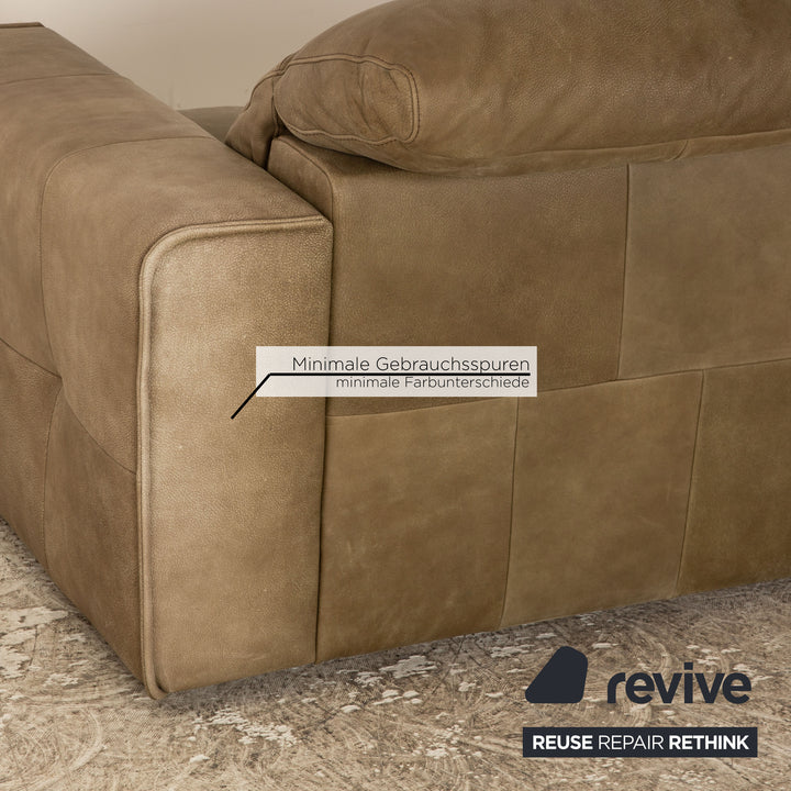 Willi Schillig Black Label Goya Leather Two Seater Khaki Olive Green Manual Function Sofa Couch