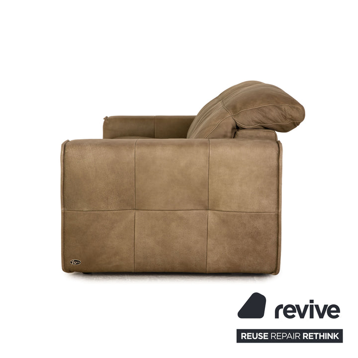 Willi Schillig Black Label Goya Leather Two Seater Khaki Olive Green Manual Function Sofa Couch