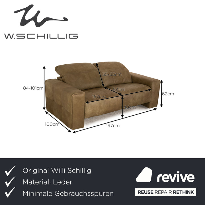 Willi Schillig Black Label Goya Leder Zweisitzer Khaki Olivgrün manuelle Funktion Sofa Couch