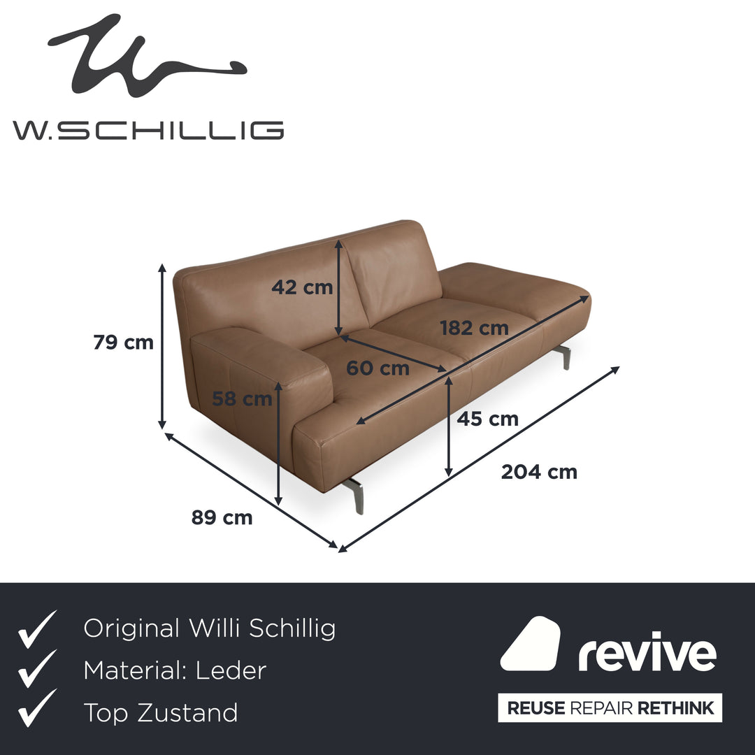Willi Schillig Black Label Toscaa Leather Two-Seater Beige Brown Mocca Sofa