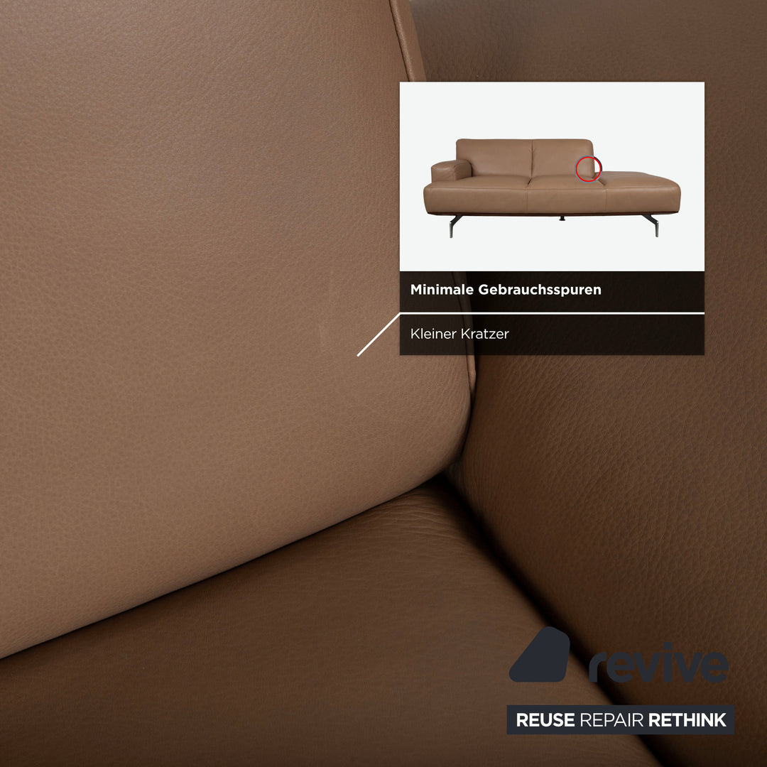 Willi Schillig Black Label Toscaa Leather Two-Seater Beige Brown Mocca Sofa