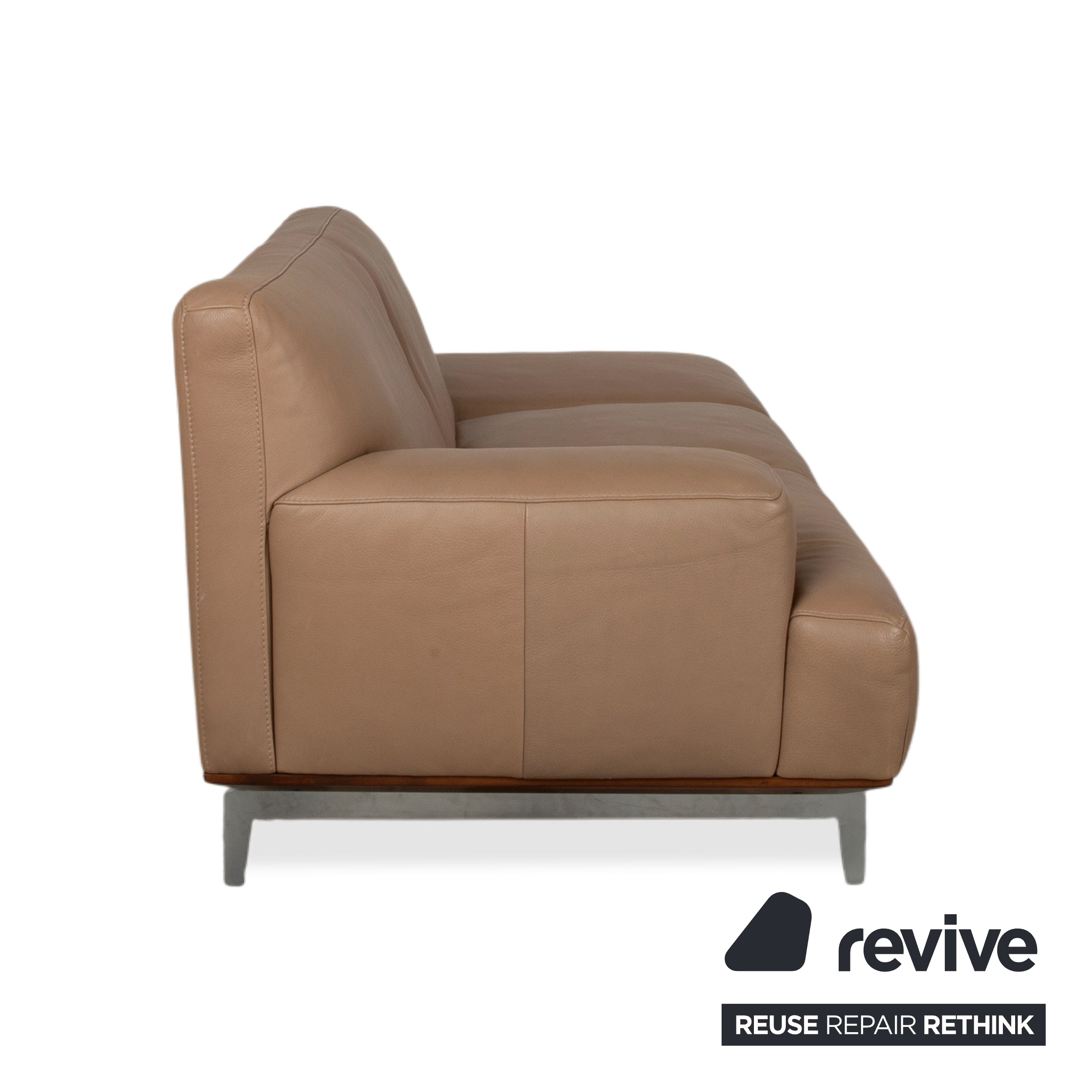 Willi Schillig Black Label Toscaa Leather Two-Seater Beige Brown Mocca Sofa