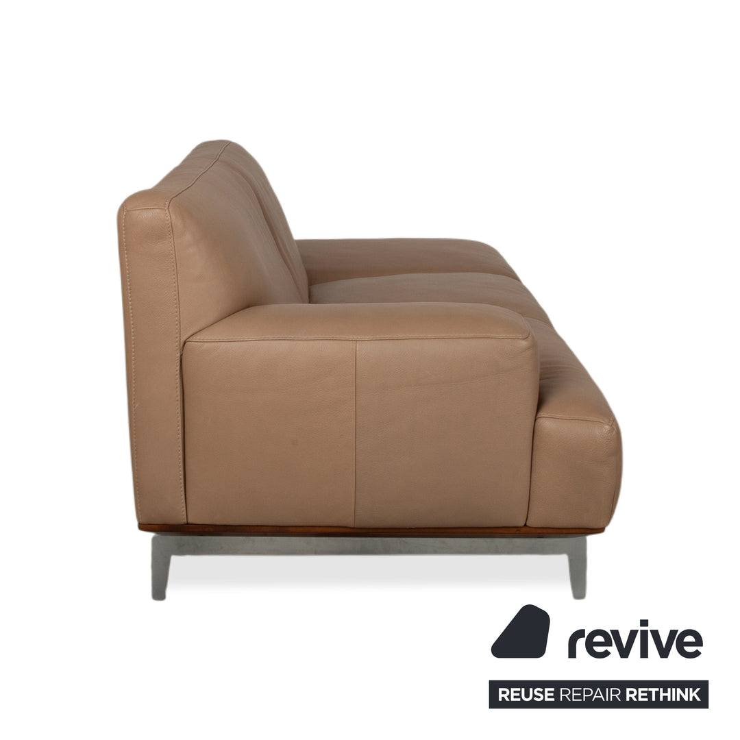 Willi Schillig Black Label Toscaa Leather Two-Seater Beige Brown Mocca Sofa