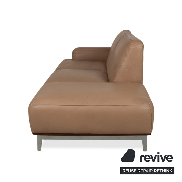 Willi Schillig Black Label Toscaa Leather Two-Seater Beige Brown Mocca Sofa