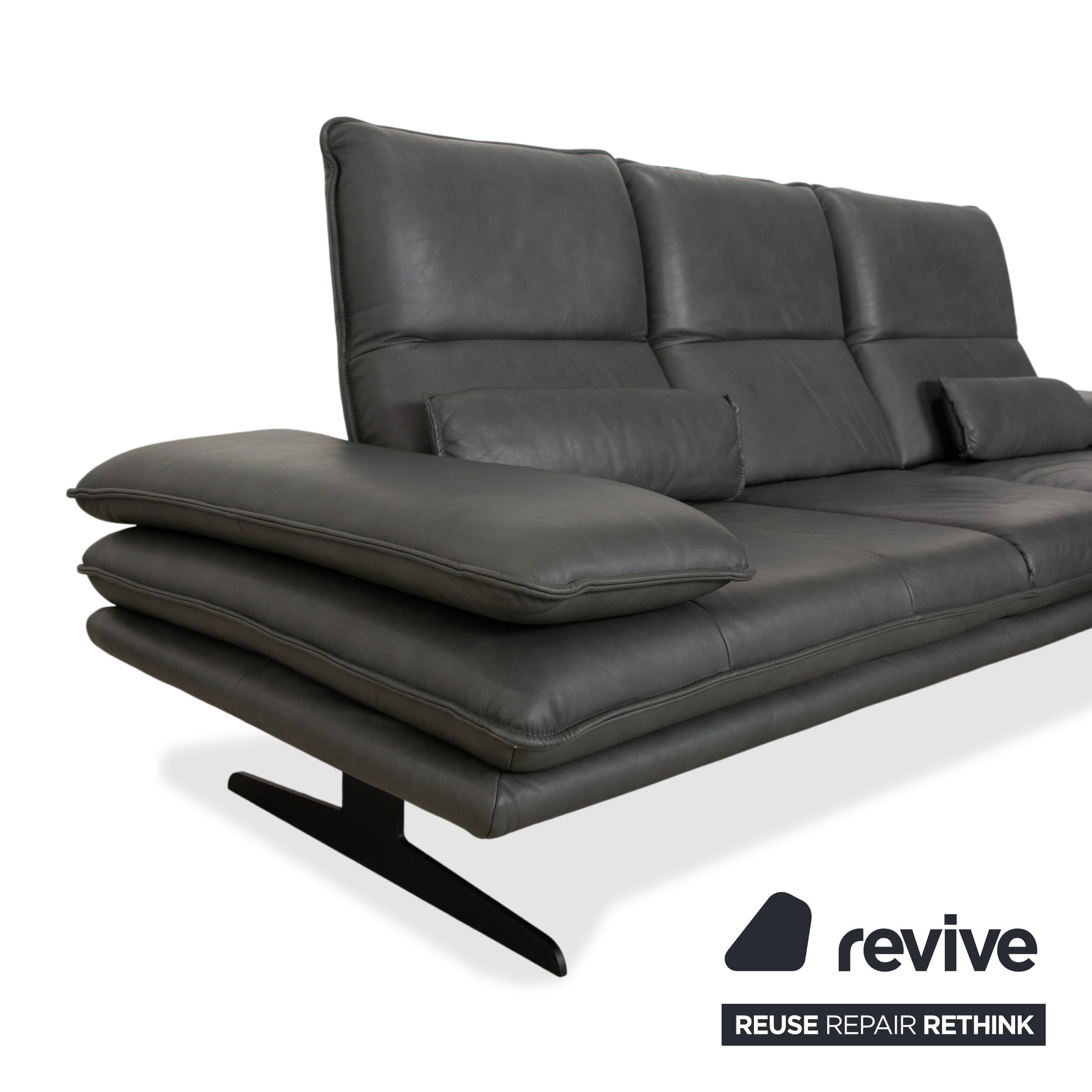 Willi Schillig Broadway Leder Ecksofa Dunkelgrau Anthrazit Sofa Couch manuelle Funktion