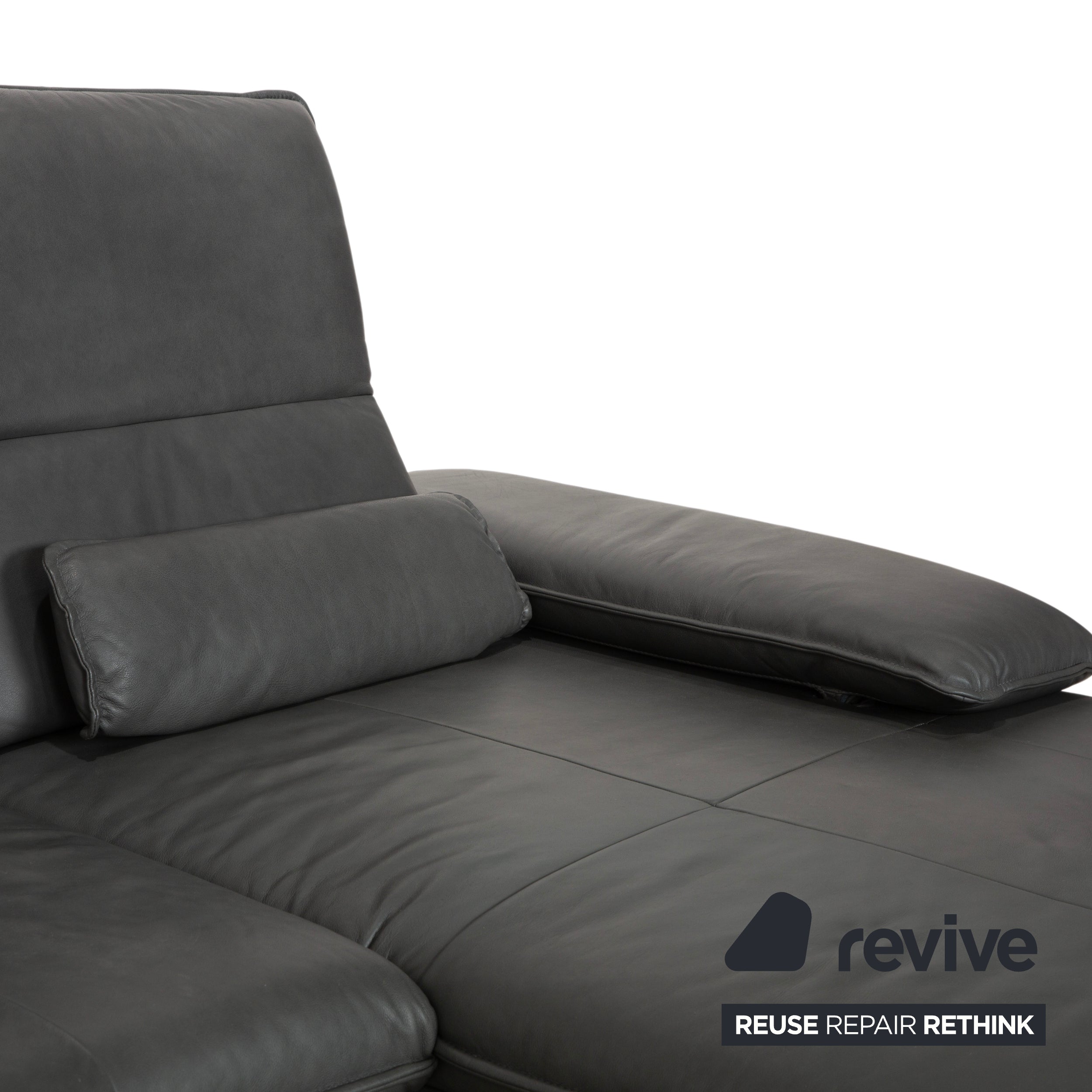 Willi Schillig Broadway Leder Ecksofa Dunkelgrau Anthrazit Sofa Couch manuelle Funktion
