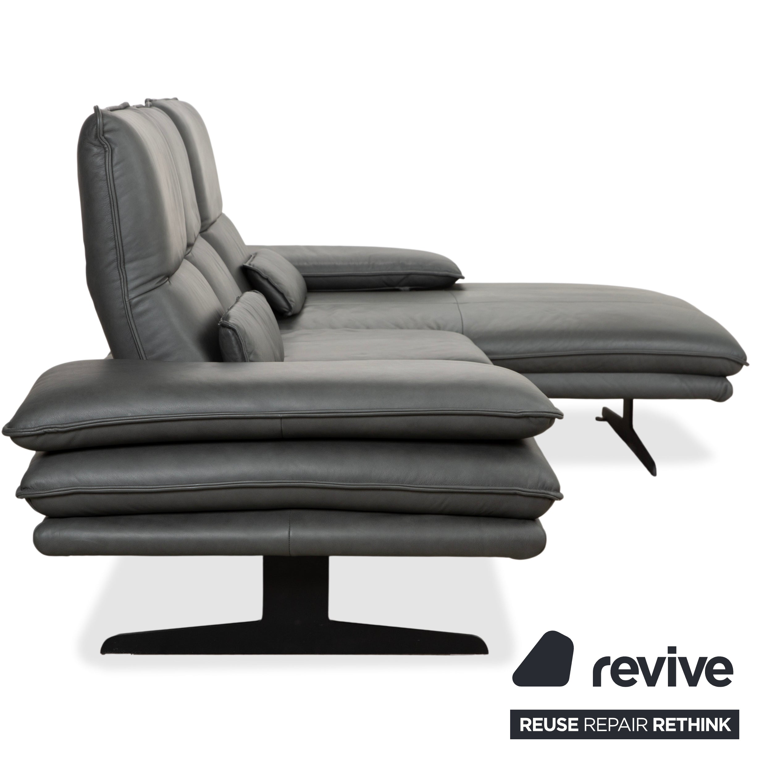 Willi Schillig Broadway Leder Ecksofa Dunkelgrau Anthrazit Sofa Couch manuelle Funktion