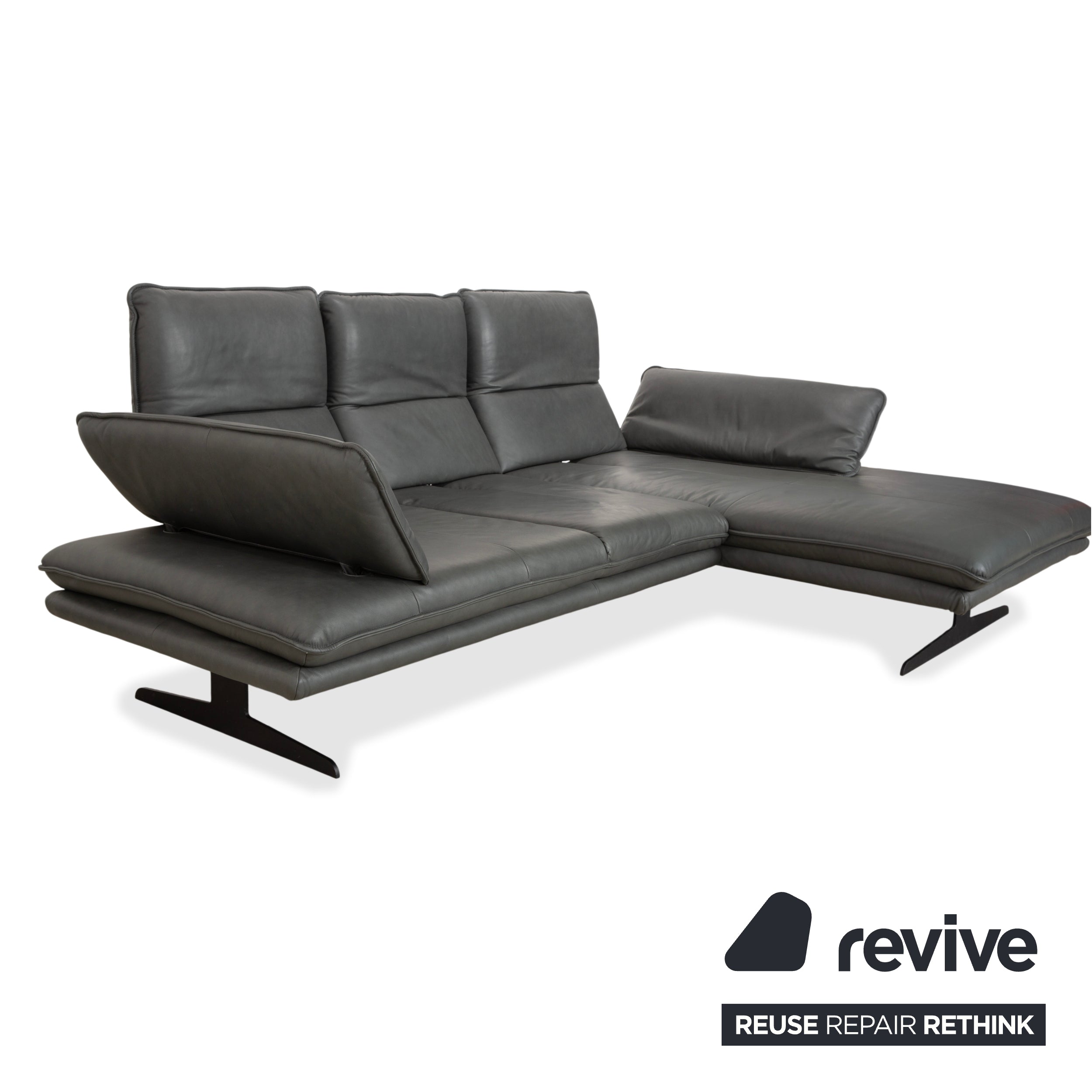 Willi Schillig Broadway Leder Ecksofa Dunkelgrau Anthrazit Sofa Couch manuelle Funktion