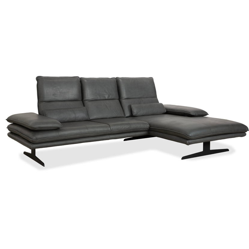 Willi Schillig Broadway Leder Ecksofa Dunkelgrau Anthrazit Sofa Couch manuelle Funktion