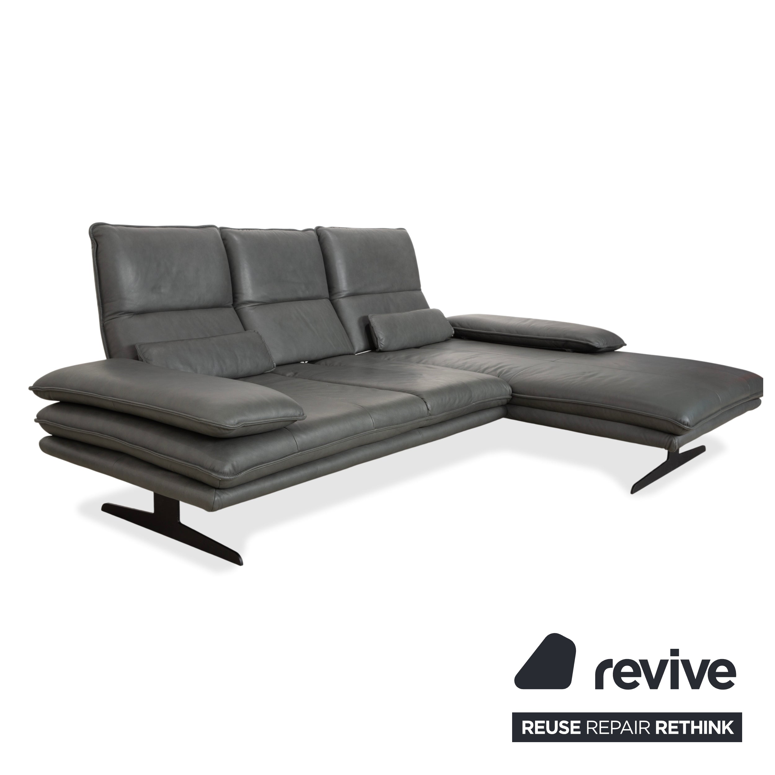 Willi Schillig Broadway Leder Ecksofa Dunkelgrau Anthrazit Sofa Couch manuelle Funktion