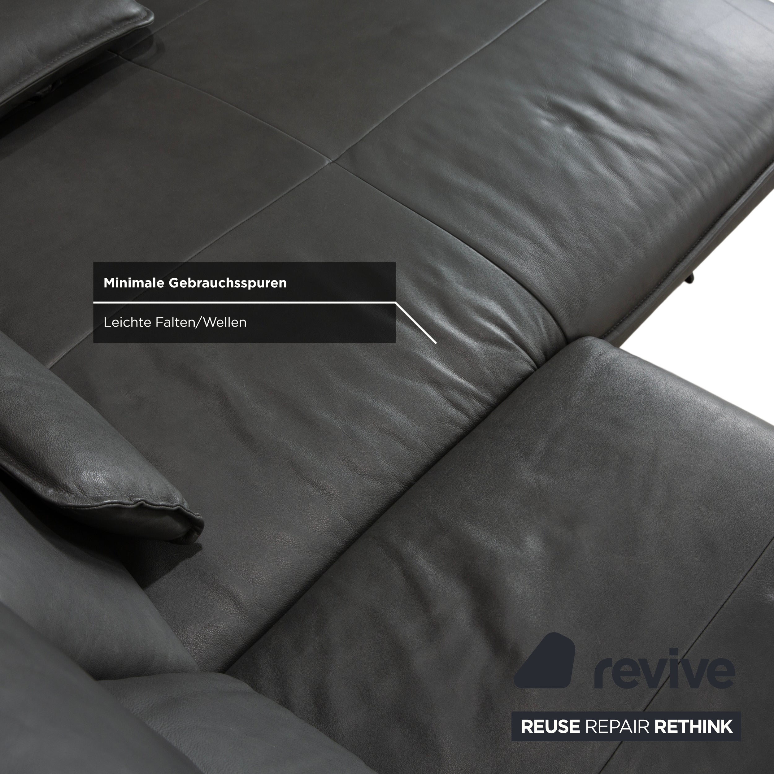 Willi Schillig Broadway Leder Ecksofa Dunkelgrau Anthrazit Sofa Couch manuelle Funktion