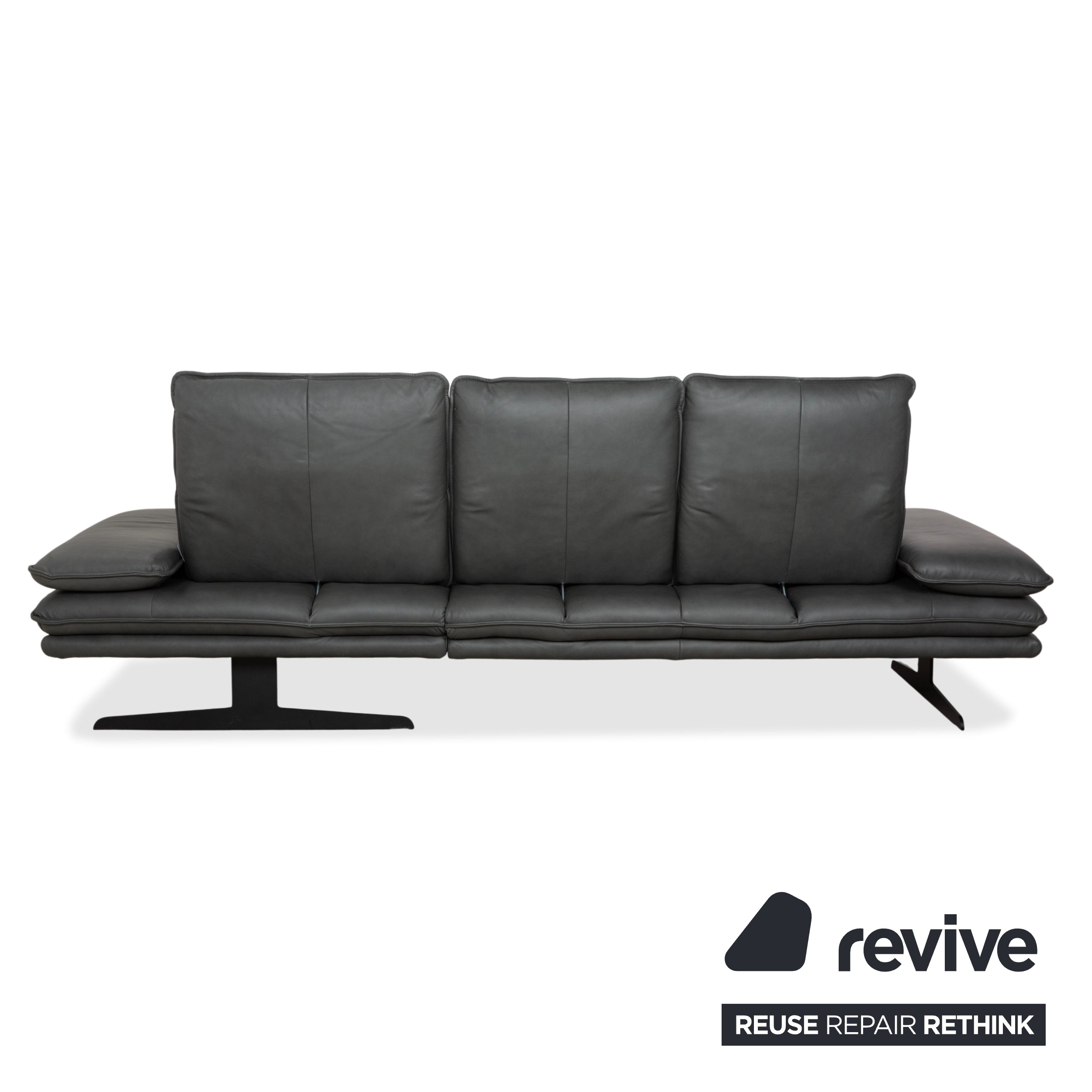 Willi Schillig Broadway Leder Ecksofa Hocker Dunkelgrau Anthrazit Sofa Couch manuelle Funktion