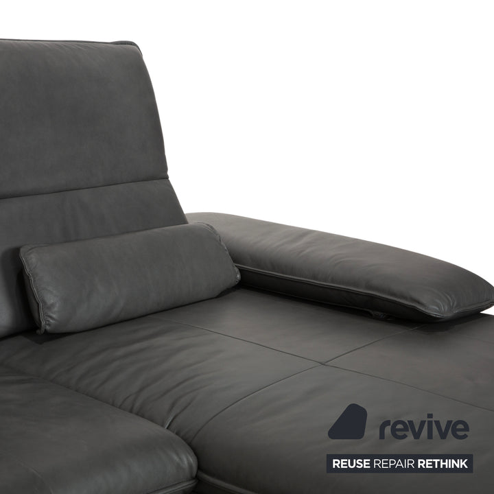 Willi Schillig Broadway Leder Ecksofa Hocker Dunkelgrau Anthrazit Sofa Couch manuelle Funktion
