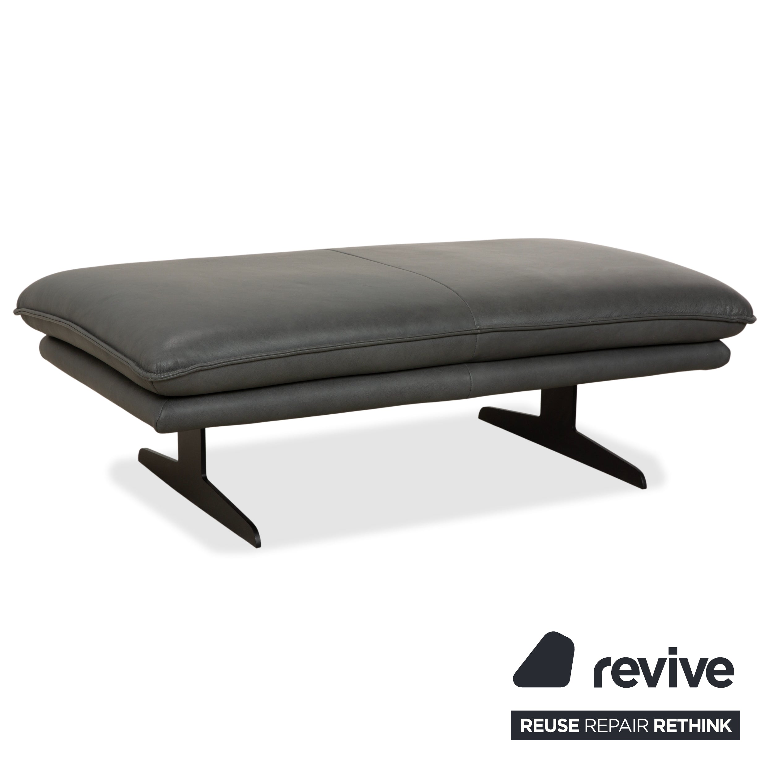 Willi Schillig Broadway Leder Ecksofa Hocker Dunkelgrau Anthrazit Sofa Couch manuelle Funktion