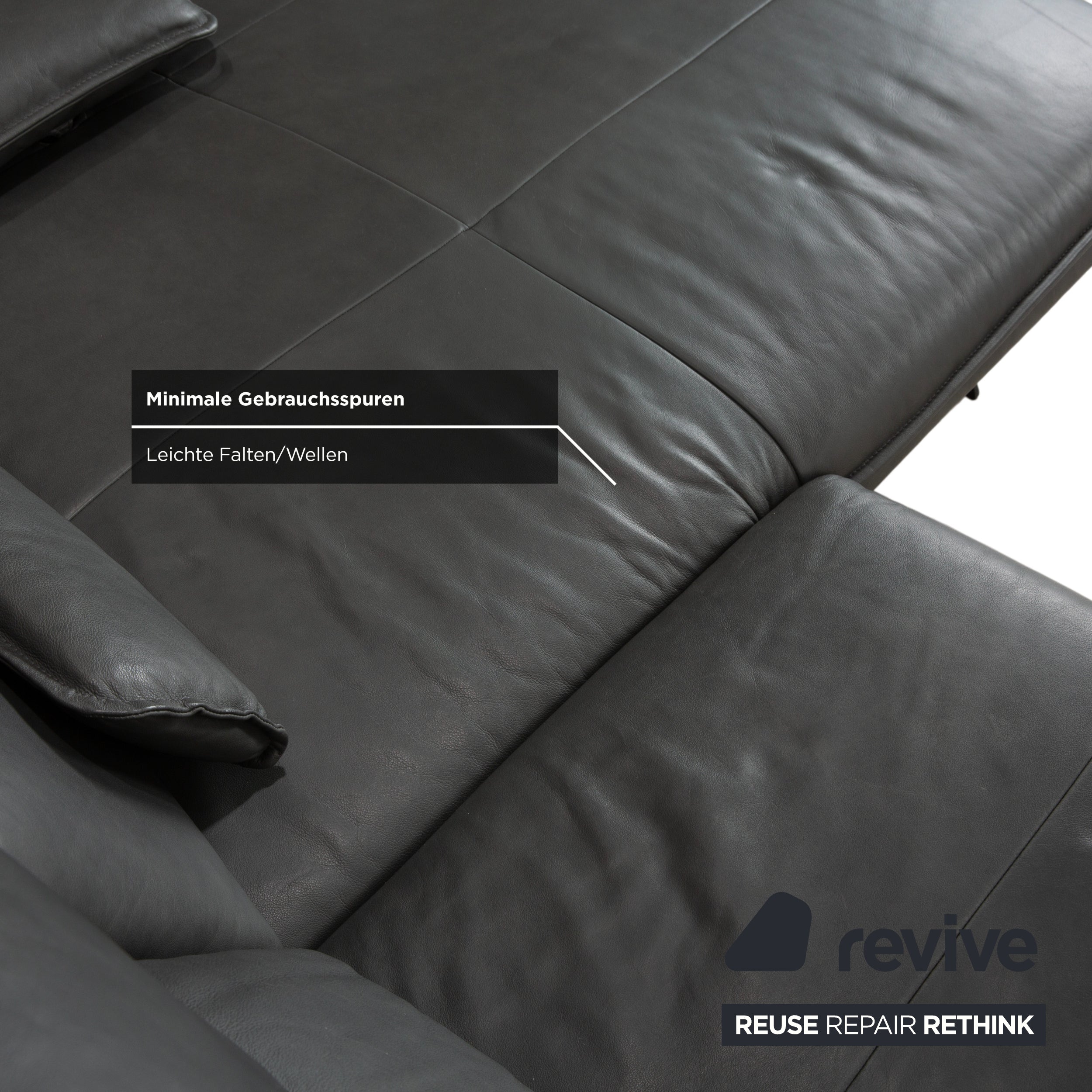 Willi Schillig Broadway Leder Ecksofa Hocker Dunkelgrau Anthrazit Sofa Couch manuelle Funktion