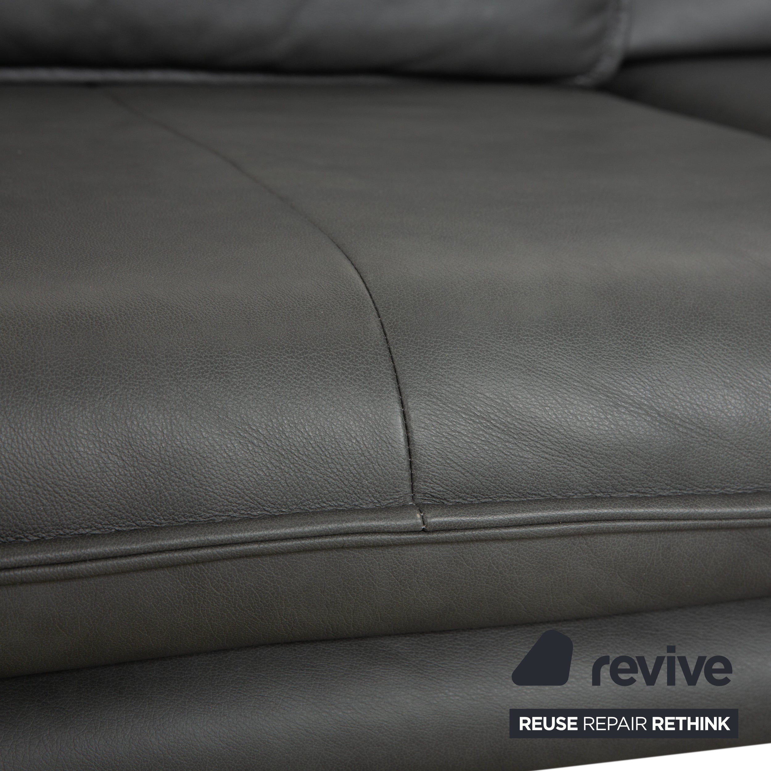 Willi Schillig Broadway Leder Ecksofa Hocker Dunkelgrau Anthrazit Sofa Couch manuelle Funktion