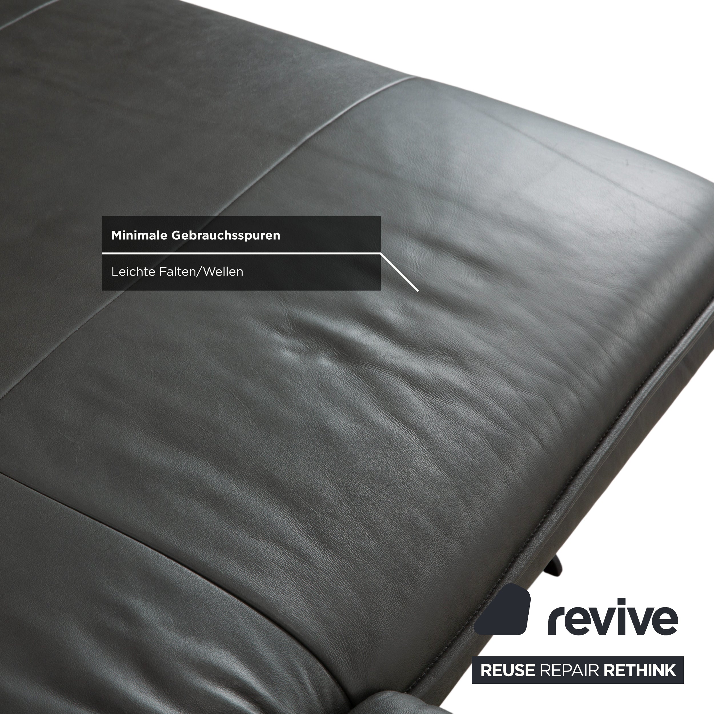 Willi Schillig Broadway Leder Ecksofa Hocker Dunkelgrau Anthrazit Sofa Couch manuelle Funktion