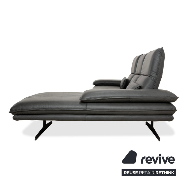 Willi Schillig Broadway Leder Ecksofa Hocker Dunkelgrau Anthrazit Sofa Couch manuelle Funktion