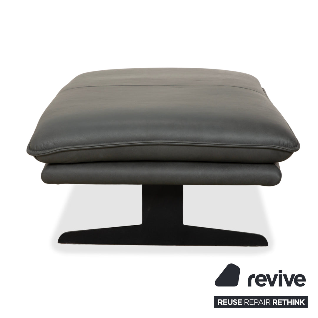 Tabouret en cuir Broadway de Willi Schillig, gris foncé/anthracite