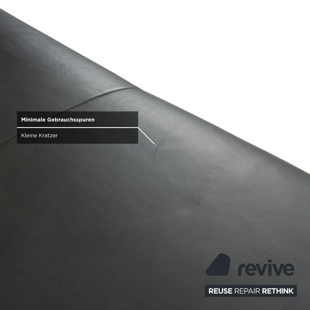 Tabouret en cuir Broadway de Willi Schillig, gris foncé/anthracite