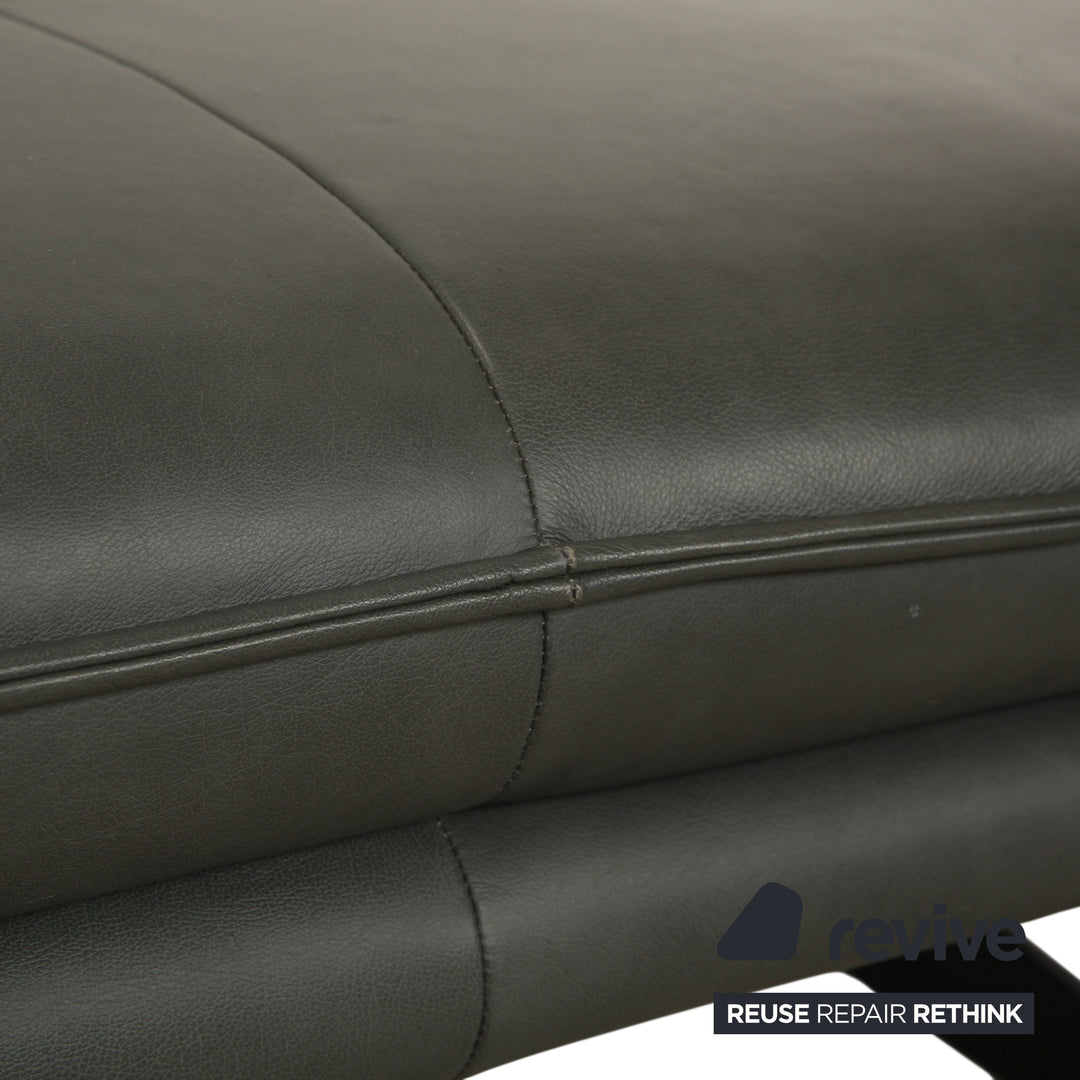 Tabouret en cuir Broadway de Willi Schillig, gris foncé/anthracite