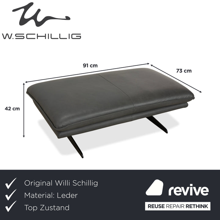 Tabouret en cuir Broadway de Willi Schillig, gris foncé/anthracite