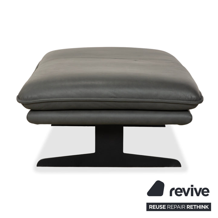 Tabouret en cuir Broadway de Willi Schillig, gris foncé/anthracite