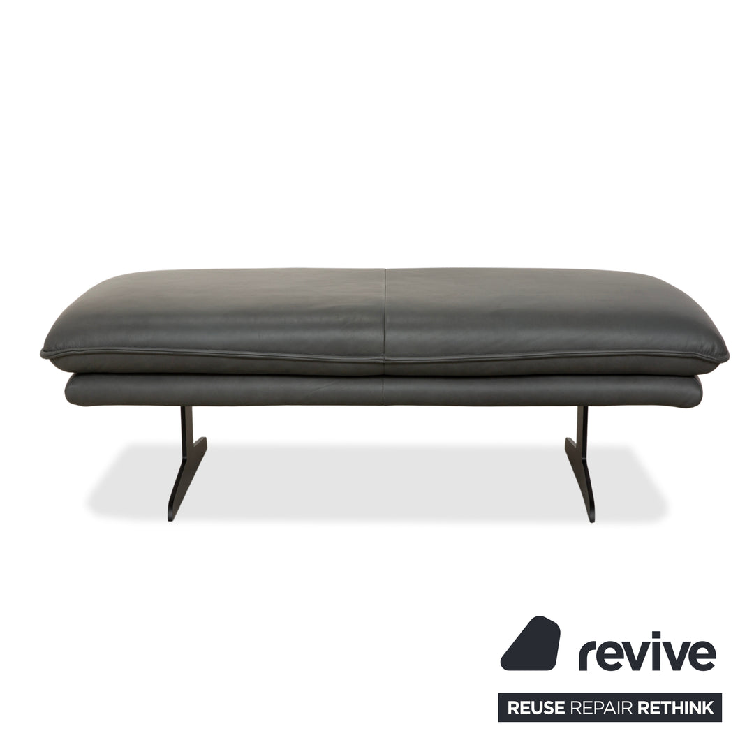 Tabouret en cuir Broadway de Willi Schillig, gris foncé/anthracite