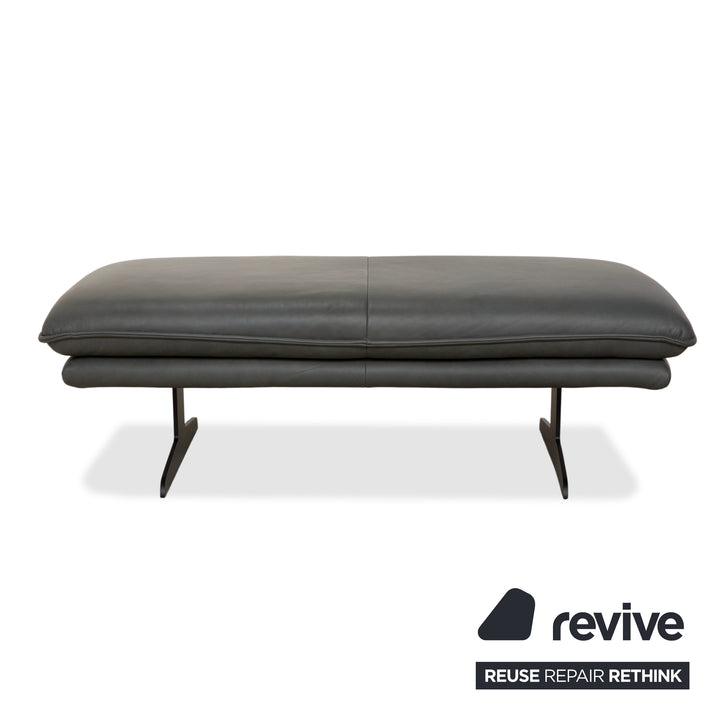 Tabouret en cuir Broadway de Willi Schillig, gris foncé/anthracite