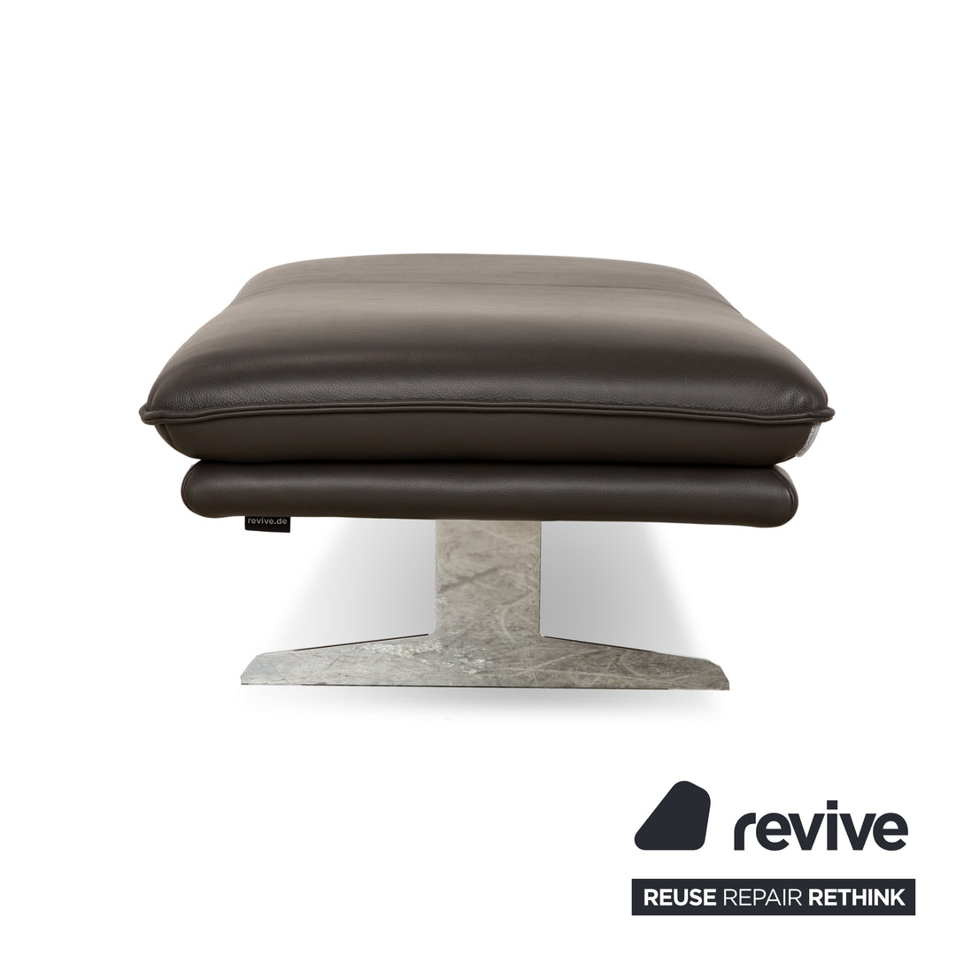 Willi Schillig Broadway Leather Sofa Set Dark Brown Grey Two-Seater Stool Couch Manual Function