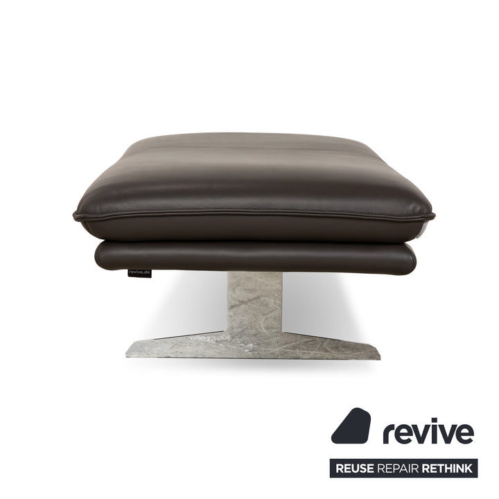 Willi Schillig Broadway Leather Sofa Set Dark Brown Grey Two-Seater Stool Couch Manual Function