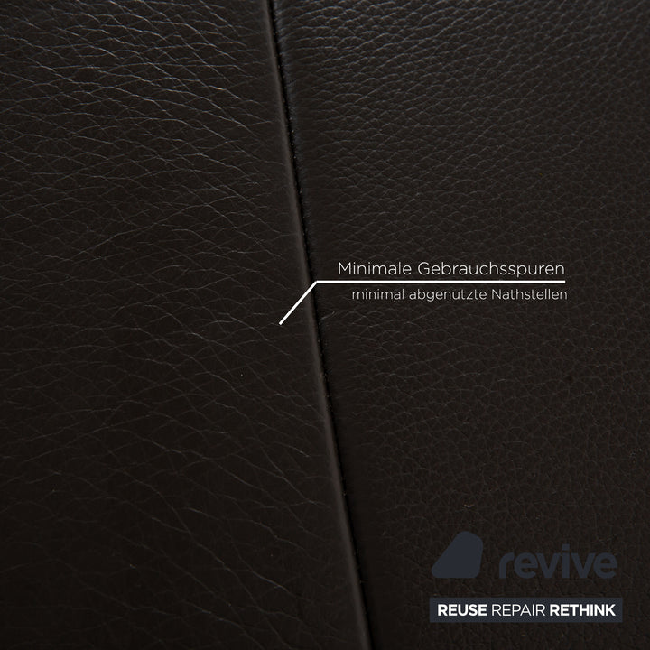 Willi Schillig Broadway Leather Sofa Set Dark Brown Grey Two-Seater Stool Couch Manual Function