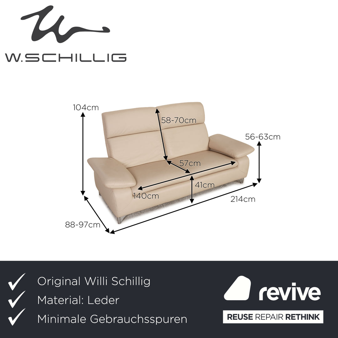 Willi Schillig Chillout Leder Sofa Creme Dreisitzer Couch Funktion