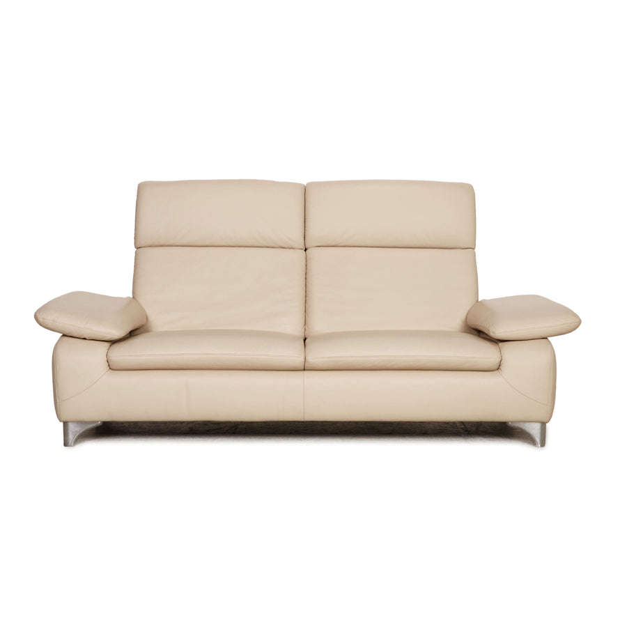 Willi Schillig Chillout Leder Sofa Creme Dreisitzer Couch Funktion