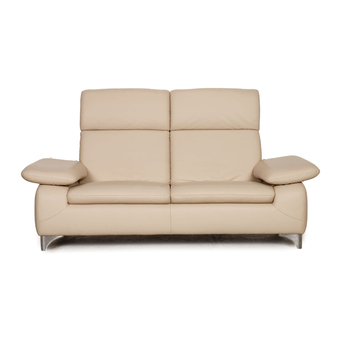 Willi Schillig chillout leather sofa cream two-seater couch function