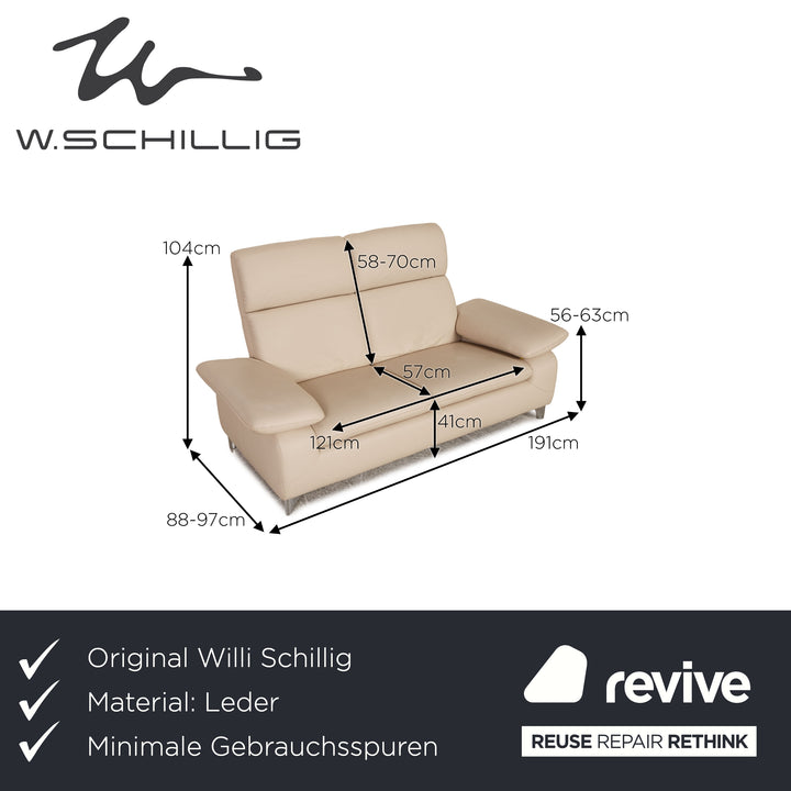 Willi Schillig Chillout Canapé en cuir crème 2 places Fonction canapé