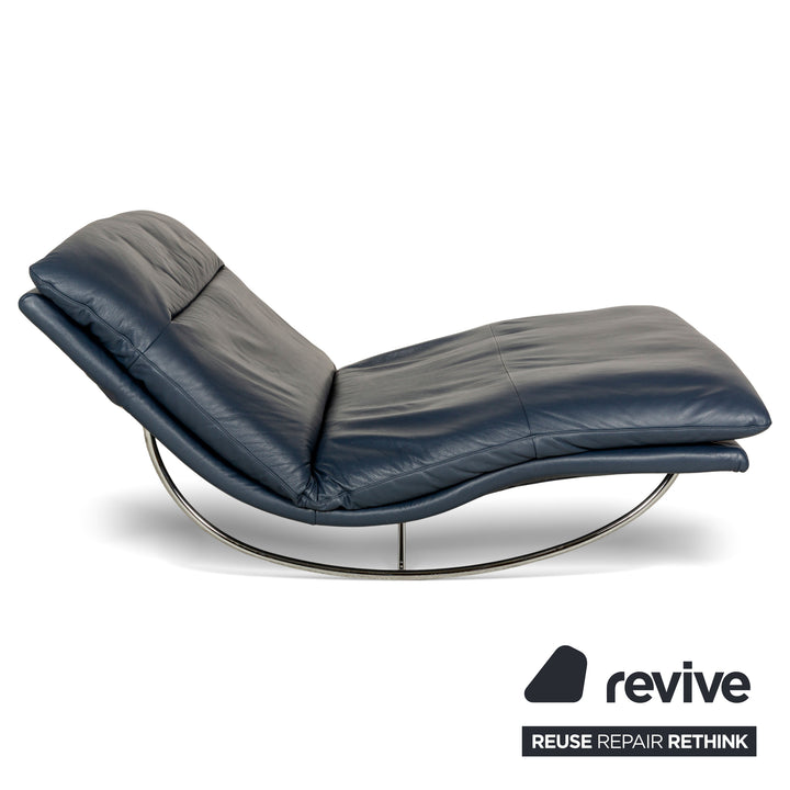 Willi Schillig Daily Dreams leather lounger dark blue manual function