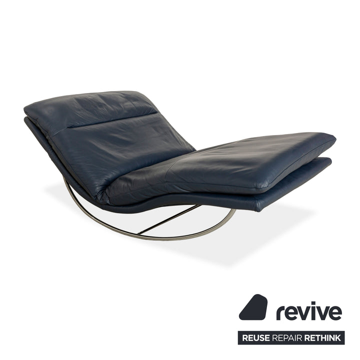 Willi Schillig Daily Dreams leather lounger dark blue manual function
